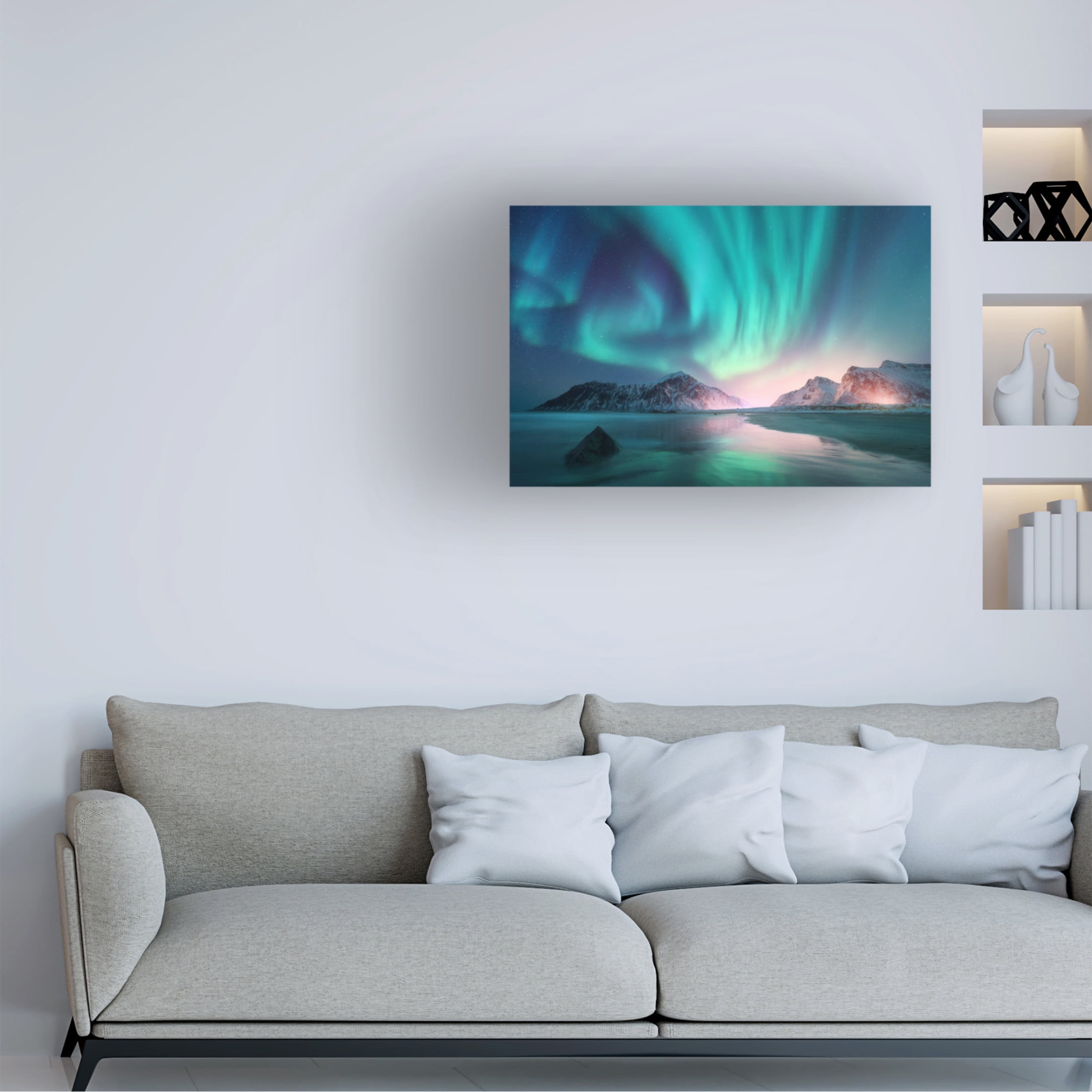 Canvas Wall Art - Incado 'Northern Lights' Wall Art for Living Room, Bedroom, or Office Décor by Trademark Fine Art - 19 x 12 Inches