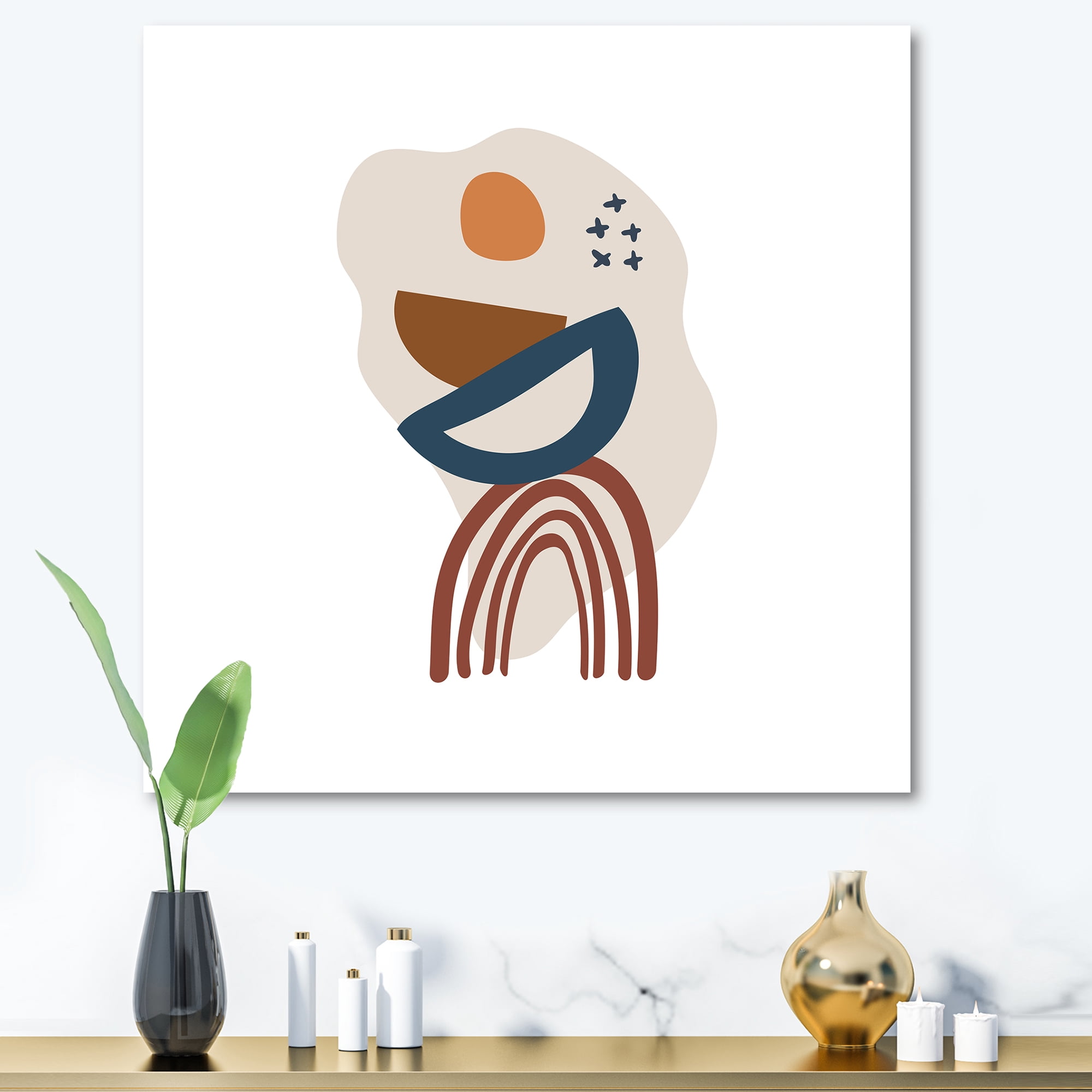 Abstract Elementary Shapes In Terracotta Tones I 36 in x 36 in Painting Canvas Art Print, by Designart