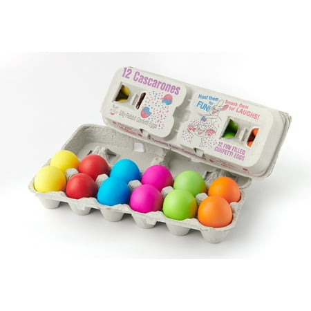 Silly Rabbit Carton Cascarones Multi-color Paper Easter Eggs, 12 Pieces
