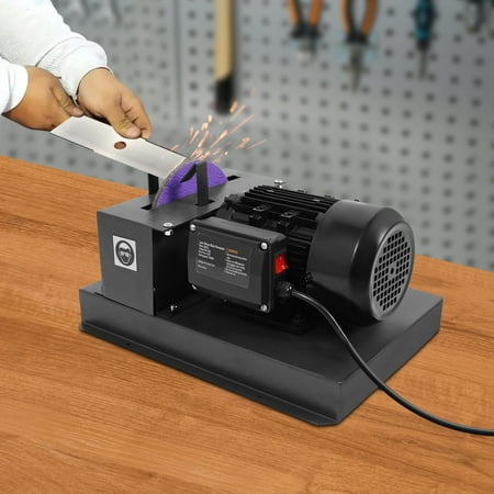 500W 2/3HP Lawn Mower Blade Sharpener Blade Grinder with 7 Wheel and 2 Sandpapers Mower Sharpening Machine for High/Low Lift Gator & Flat Blades 1700 RPM