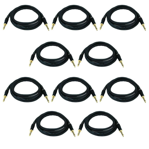 (10) ProX 10FT 1/4" TS to 1/4" TS UnBalanced High Performance Audio Cables [XC-PP10]