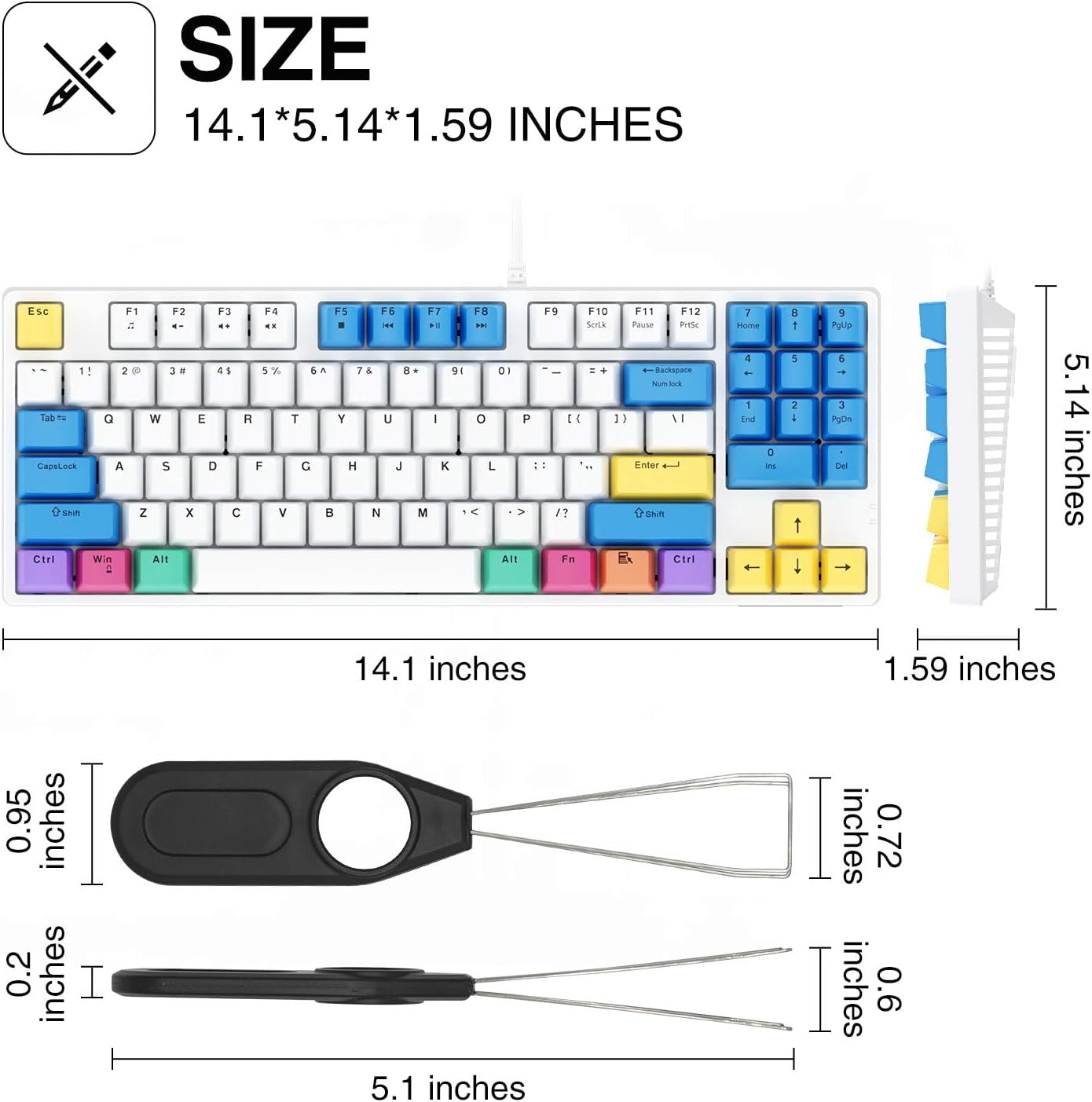 Mechanical Keyboard Wired 87-key Gaming Keyboard Green Axis Keyboard Suitable for PC Game Player Computers