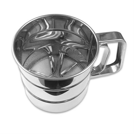 

Handheld Flour Sieve Semi-automatic Home Kitchen Icing Sugar Strainer Cup Stainless Steel Mesh Baking Tool