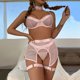 thumbnail image 2 of Conjunto de sujetador + liga + bragas de malla exquisita para mujer, ropa de dormir recortada para Babydoll Fridja  nalpqowj44535, 2 of 8