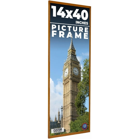 14x40 Honey Brown Real Wood Picture Frame Width 0.75 inches | Interior Frame Depth 0.5 inches |