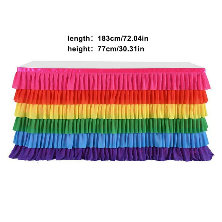 Adeeing Pink Tulle Table Skirt 6Ft 5-Layer Tutu Table Skirt for