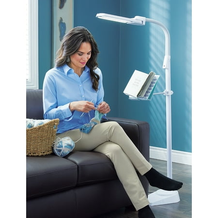 OttLite - Dual Shade LED Floor Lamp with USB Charging Station - White