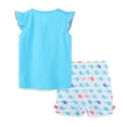 thumbnail image 4 of UngA Toddler Summer Clothes for Girls 2Pcs Toddler Girls Summer Outfits Set Kids 2T 3T 4T 5T Flower Sleeveless T-Shirt and Shorts for Gift Girls' Clothing Set (Sky Blue,5-6 Years), 4 of 7