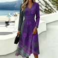 thumbnail image 5 of Women's Summer Floral Maxi Dress Long Sleeve V Neck Wrap Crossover Wedding Dresses Boho Beach Floral Print Sundress, 5 of 5