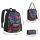 thumbnail image 2 of Disketp Neon Graffiti Urban Art Mochila Estampada de Gran Capacidad con Lonchera y Estuche, Set de 3 Piezas para Estudiantes, 2 of 7
