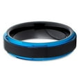 thumbnail image 2 of Silly Kings Jewelry Blue Tungsten Wedding Band 6mm Tungsten Wedding Band Tungsten Carbide Ring Brushed Black Comfort Fit, 2 of 3