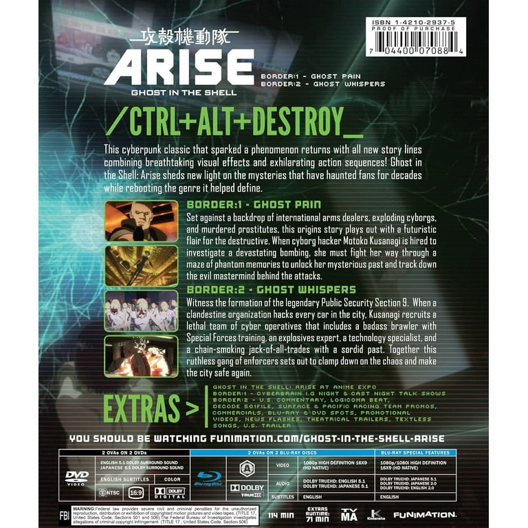 New Ghost in the Shell: Arise - Borders 1 & 2 (Blu-ray + DVD