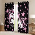 thumbnail image 2 of Erosebridal Cartoon Animal Unicorn Curtains Pack of 2 (42x84 Each) For Kids,Kawaii Stars Print Curtains Blackout, 2 of 7