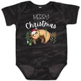 thumbnail image 3 of Inktastic Merry Christmas Cute Sloth with Santa Hat and Lights Boys or Girls Baby Bodysuit, 3 of 5