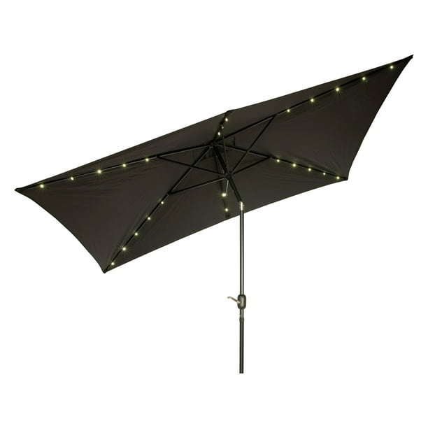Rectangular Solar Powered LED Lighted Patio Umbrella 10' x 6.5' By