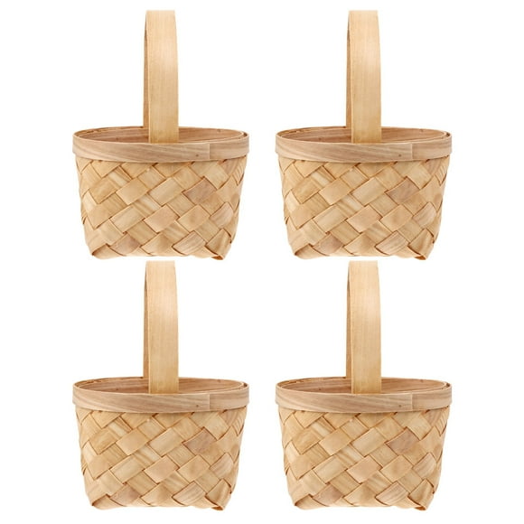 4Pcs Simulate Woven Basket Miniature Basket Props Decors Woven Portable Handheld Basket