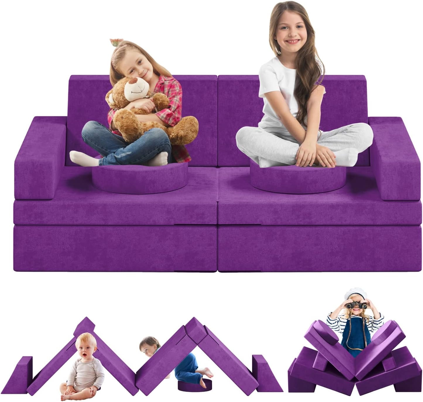 10Pcs Toddler Couch, Wanan Kids Sofa Couch for Playroom, Creative