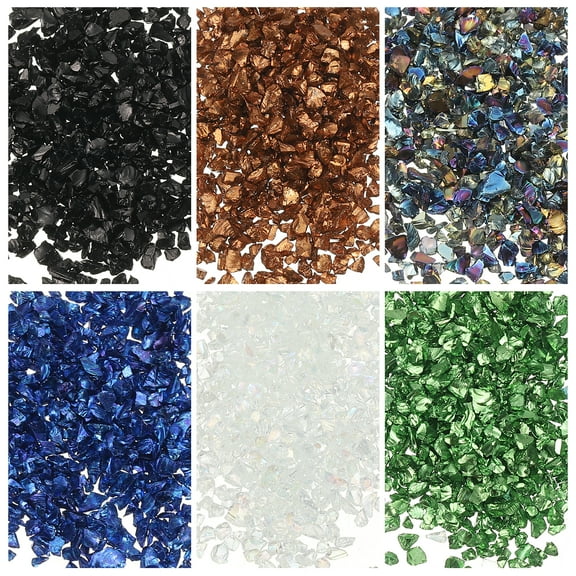 6 Colors Crushed Glass Chips, 1-3mm Irregular Glitter 31g, Multicolored
