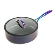 Thyme & Table 12-Piece Ceramic Non-Stick Cookware Set, Signature Collection, Non-Toxic Pots and Pans Set - Black Rainbow