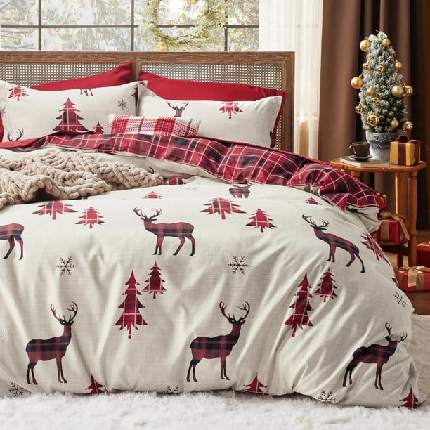 Juego de fundas de edredón Bedsure Christmas Queen con 2 fundas de almohada