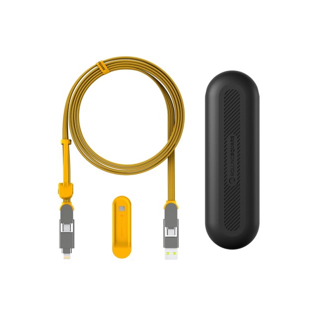 Rolling Square Incharge Xl 200Cm - Cable Cargador Usb C Cable Lightning Para Smartphone Cable Cargador Universal 6 En 1 Enchufe Usb Amarillo 100W