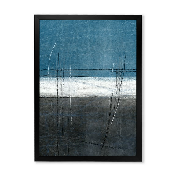 Designart 'Grey Meet Teal Abstract Art' Modern Framed Art Print