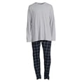 thumbnail image 4 of Hanes Men's and Big Men's Comfortsoft Long Sleeve Crew and Cotton Flannel Pajama Pants Set, 2-Piece, 4 of 5