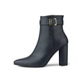 thumbnail image 6 of BLISSFUL STEP Women's Ankle Boots Pointed Toe Buckle Decor Zipper Block Heel Navy Blue 6, 6 of 8