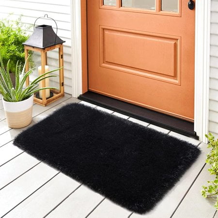Lochas Soft Fluffy Area Rug Modern Shaggy Rugs for Bedroom Kids Room Nursery Floor Carpets, 2'x 3',Black