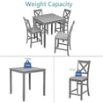 thumbnail image 5 of HSUNNS 5-Piece Counter Height Dining Table Set for 4, 34.5" Square Kitchen Table with 4 Upholstered X-Shaped Backrest Chair, Space-Saving Table and Chairs, Gray, 5 of 9