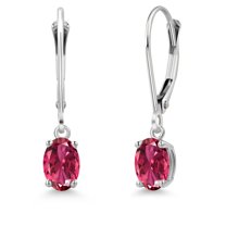 Gem Stone King 14K White Gold Pink Tourmaline Earrings for Women | 0.95 Cttw | Gemstone October Birthstone | Oval 6X4MM