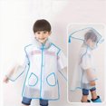 thumbnail image 2 of Hooded Transparent Raincoat Girl Boys Rain Coat Hooded Outdoors Clear Waterproof Kids Toddler Children's Rainwear Protective Covers,Sky Blue,M, 2 of 9