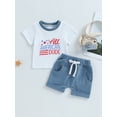 thumbnail image 3 of Musuos Kids Boys Shorts Set, 6 12 18 24M 3 4 5Y Short Sleeve Letters Print T-shirt with Elastic Waist Shorts for Independence Day, 3 of 9