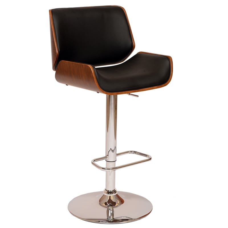 Armen Living London Modern Leather Metal Swivel Barstool in