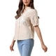 thumbnail image 4 of INSPIRAR CHIC Blusas de Verano para Mujeres de Algodón con Cuello en V y Manga Corta, Blusas Bordadas, Túnica M Beige, 4 of 6