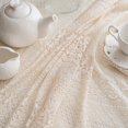 thumbnail image 3 of Nuevos productos en 2023, mantel de encaje beige liso redondo con recortes de flecos, 3 of 4