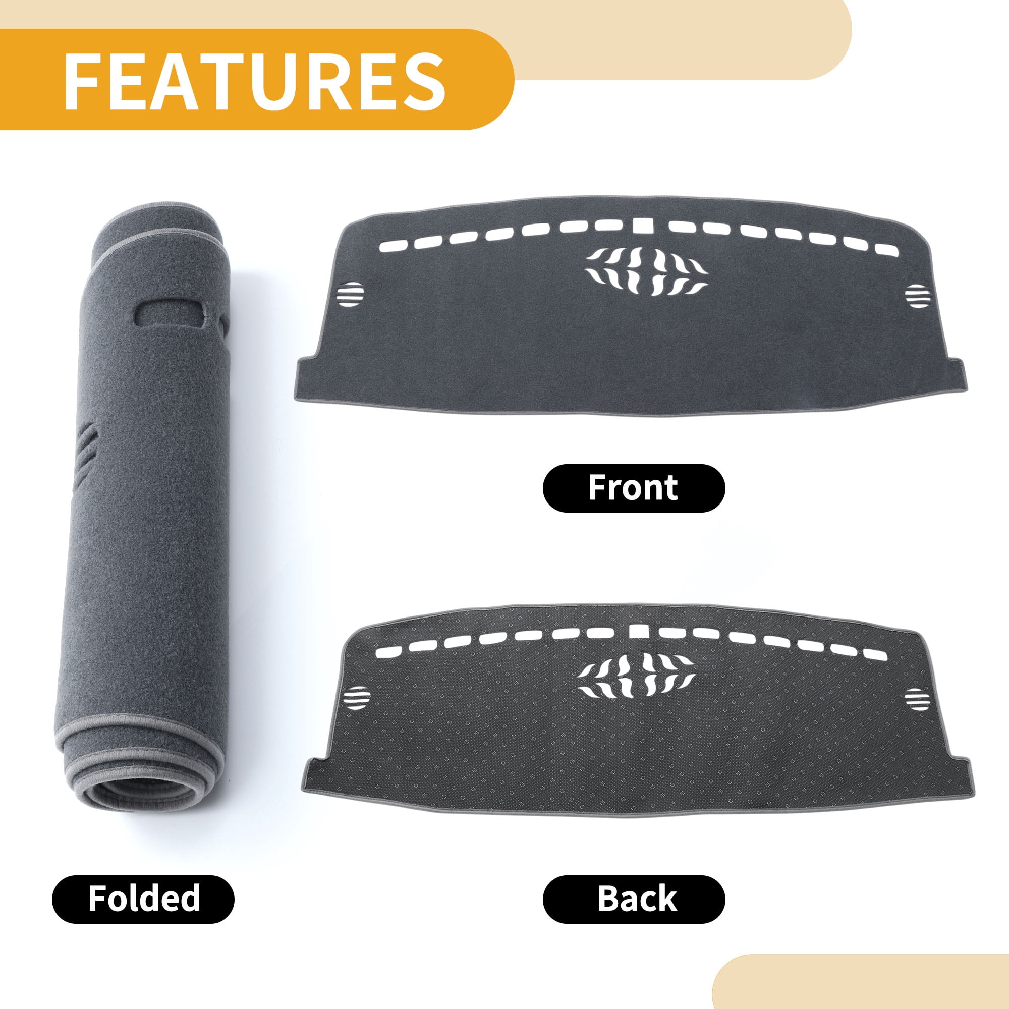 Unique Bargains Dashboard Cover Anti-Slip Dash Cover Mat Carpet for Ford ESCAPE 2020-2025 Polyester Gray