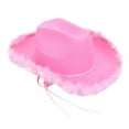 thumbnail image 5 of Segolike Bridal Cowgirl Hat with LED Charm Western Cowboy Hat for Beach Gift Party Favors Pink with Feather, 5 of 8