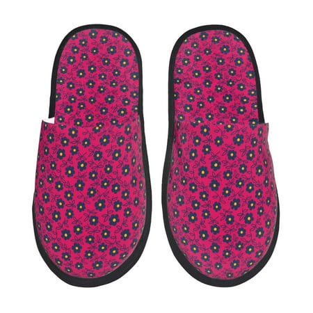 Balery Floral Colorful Slient Indoor Furry Fleece Comfort House Shoes Soft Non-Slip Home Shoes Cotton slippers House Slippers-- Medium