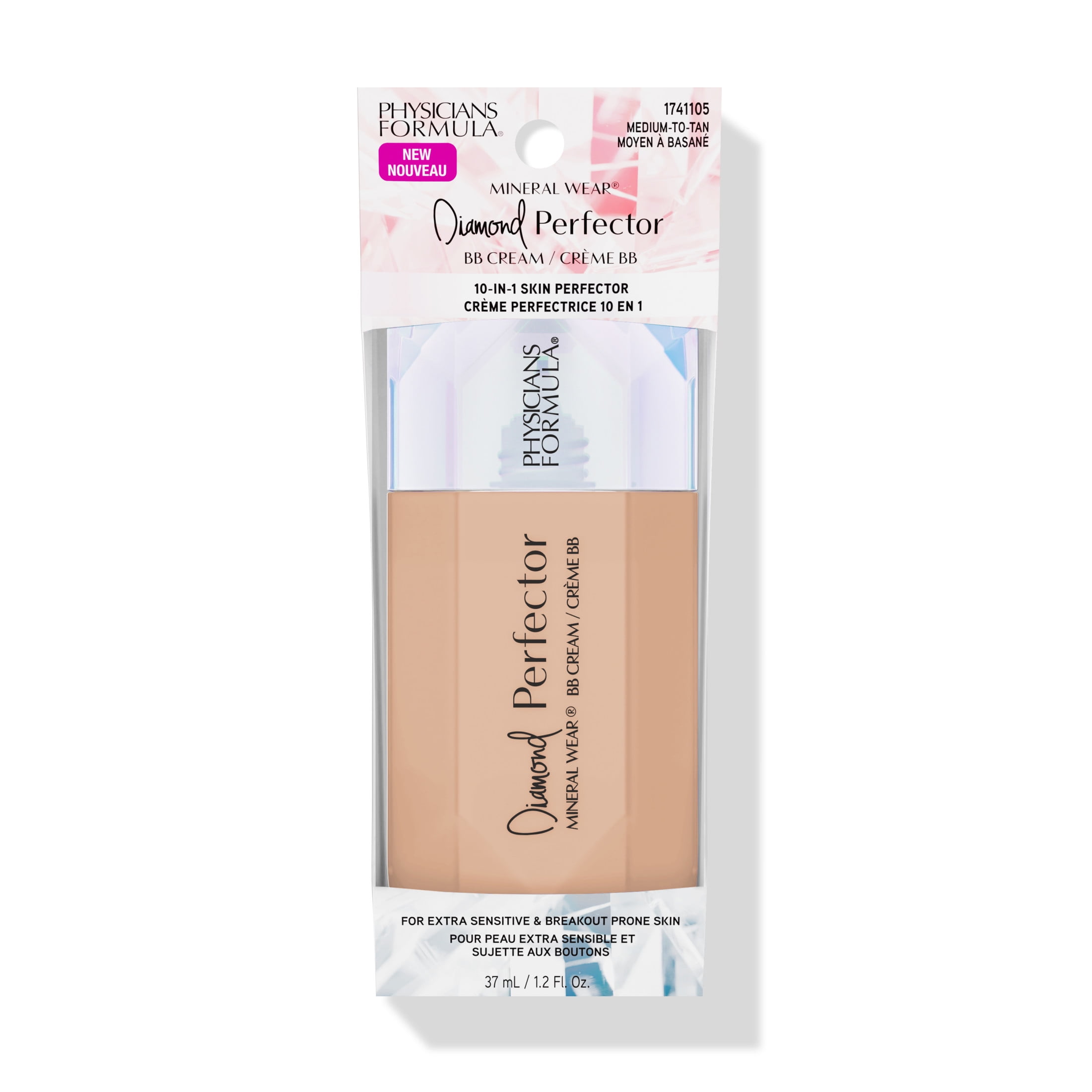 Physicians Formula Mineral Wear Diamond Perfector BB Cream Makeup, Medium-to-Tan, 1.0 oz