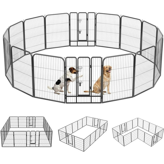 BestPet Dog Playpen Dog Pen Kennel Indoor Outdoor Folding Metal Portable Puppy Exercise Pen Heavy Duty Fence for Yard Camping, Black