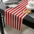 thumbnail image 3 of Red Striped Cotton Linen Table Runner 18 x 72 inch Christmas Farmhouse Red White Stripes Non-slip Rectangular Dining Table Decor for Wedding Party Holiday Dinner, 3 of 8