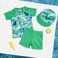 thumbnail image 2 of CAICJ98 Toddler Baby Boy Swimsuit UPF 50+ Rash Guard Short Sleeve Top Shorts Hat Swimwear Bathing Suit (Green,18-24 Months), 2 of 4