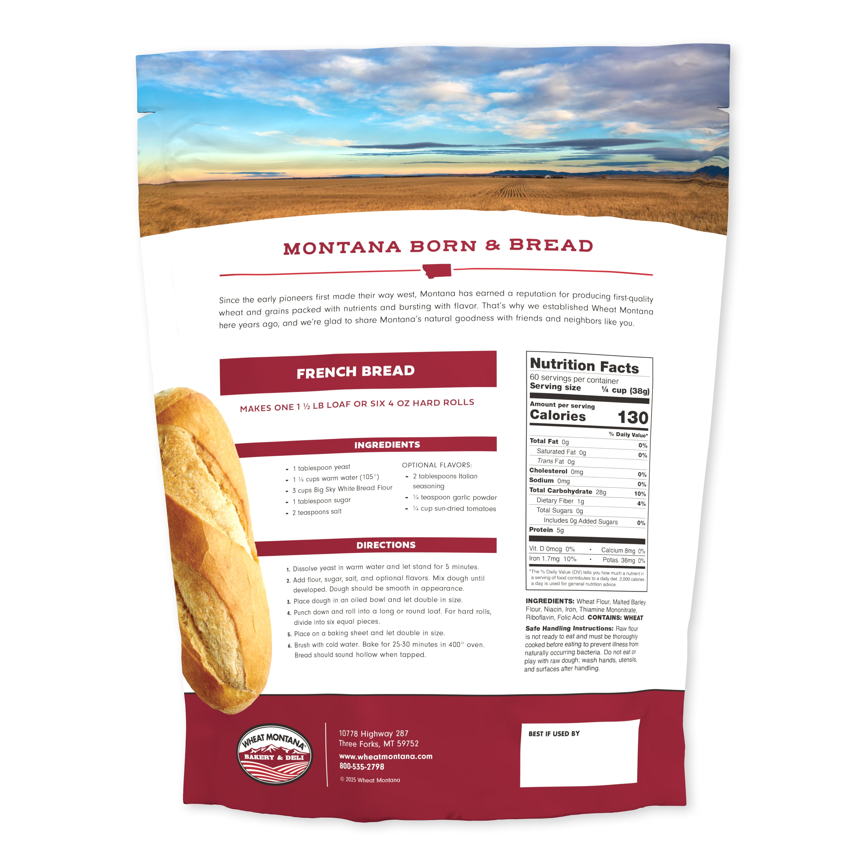Wheat Montana Bakery, White Unbleached Bread Flour, Non-GMO Verified, Certified Kosher, 5 lbs