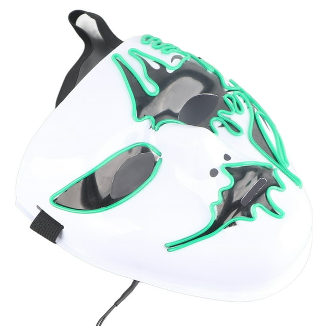 Scary White Full Face , Party EL Cold Light Glowing With Switch Control, 3 Light Modes, Special Light Up For Halloween Carnival