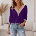 thumbnail image 5 of Edvintorg Womens Sweaters Lace V Neck Casual Knit Pullover Top Long Sleeve Loose Sweater Plus Size Fashion Women Clothes Purple XXXXL, 5 of 9