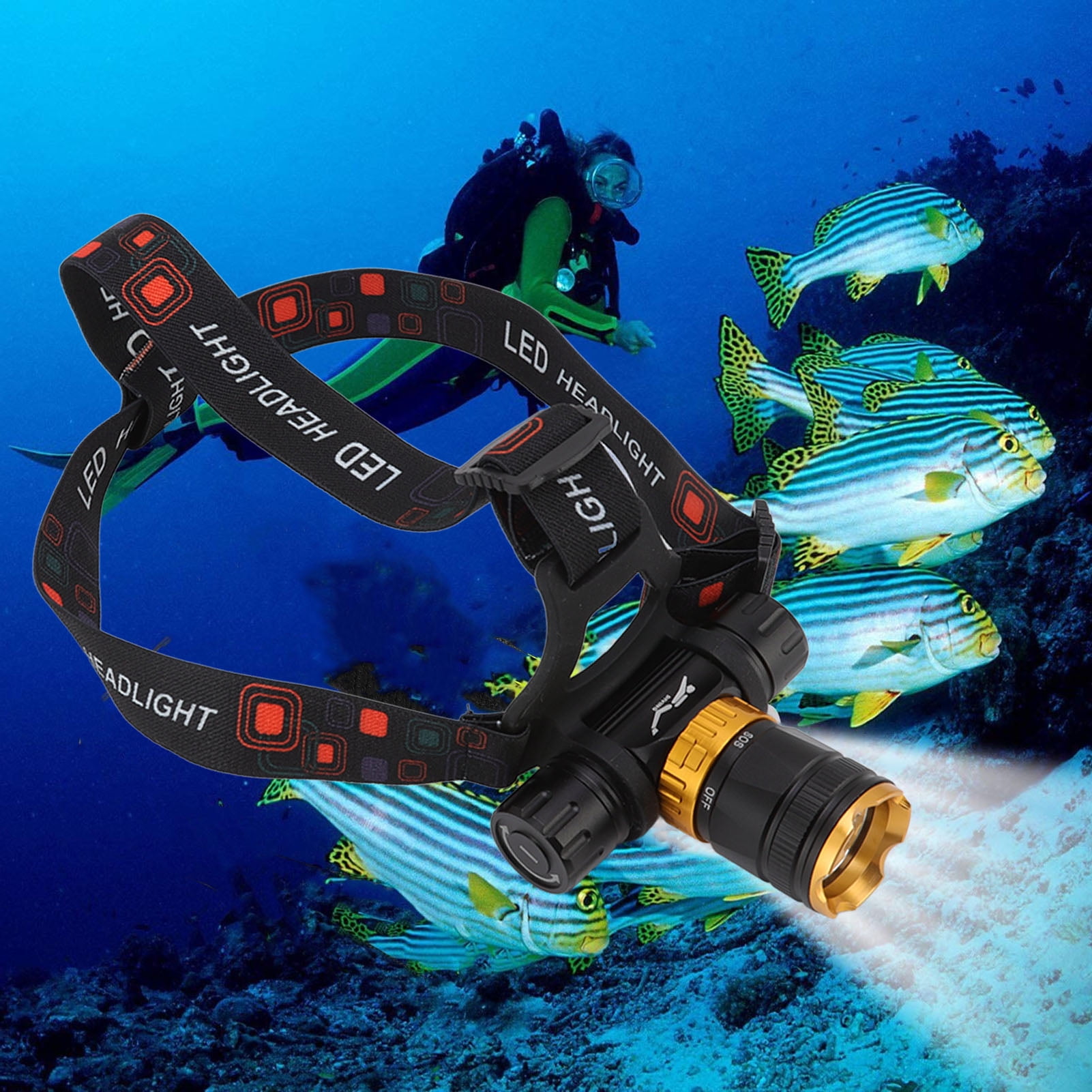 Fyydes Diving Headlamp,Diving Flashlight 5000LM Light Modes Fill Light  100 Meters Diving IPX8 Waterproof Dive Torch For Underwater Photography,Diving  Light