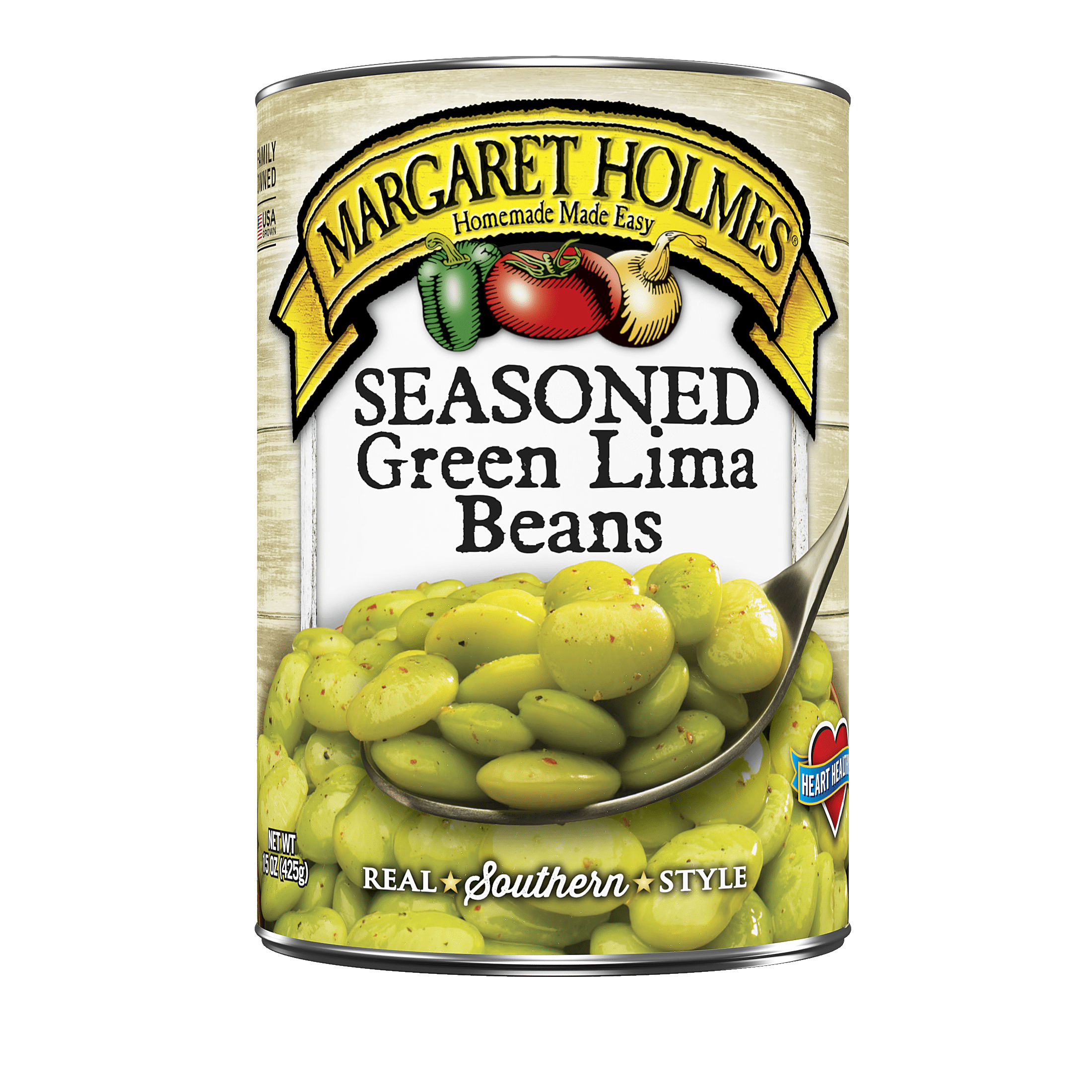 Margaret Holmes Canned Seasoned Lima Beans, 15 oz Can