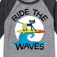 thumbnail image 3 of Pete The Cat - Ride The Waves - Toddler And Youth Raglan Graphic T-Shirt, 3 of 6