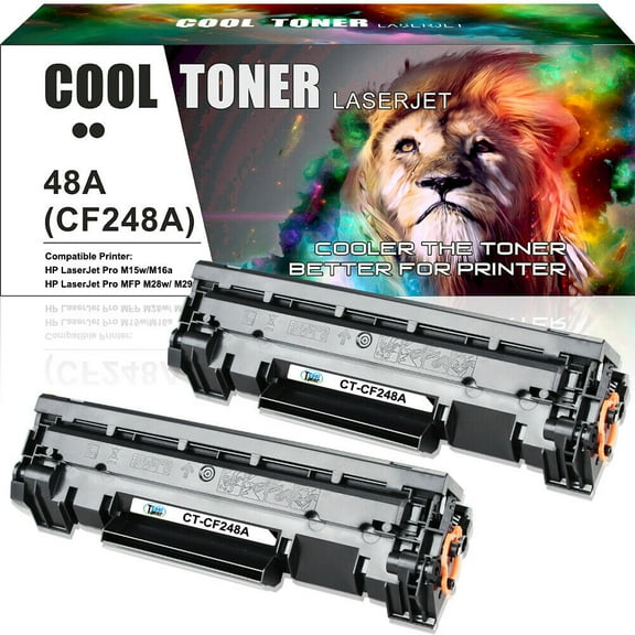 Cool Toner Compatible Toner Replacement for HP 48A CF248A to Use with HP LaserJet Pro M15a M15w M16a M16w HP LaserJet MFP M28w M29w (Black,2 Pack)